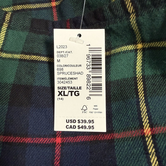 The Children's Place Plaid Flannel Dress Girl's Size 14 Navy/Green - Picture 7 of 7